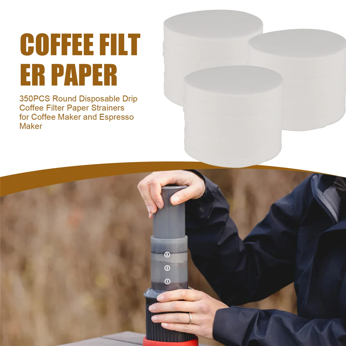 Best 350PCS Round Disposable Drip Coffee Filter Paper Strainers for Aeropress Coffee Maker and Espresso Maker
