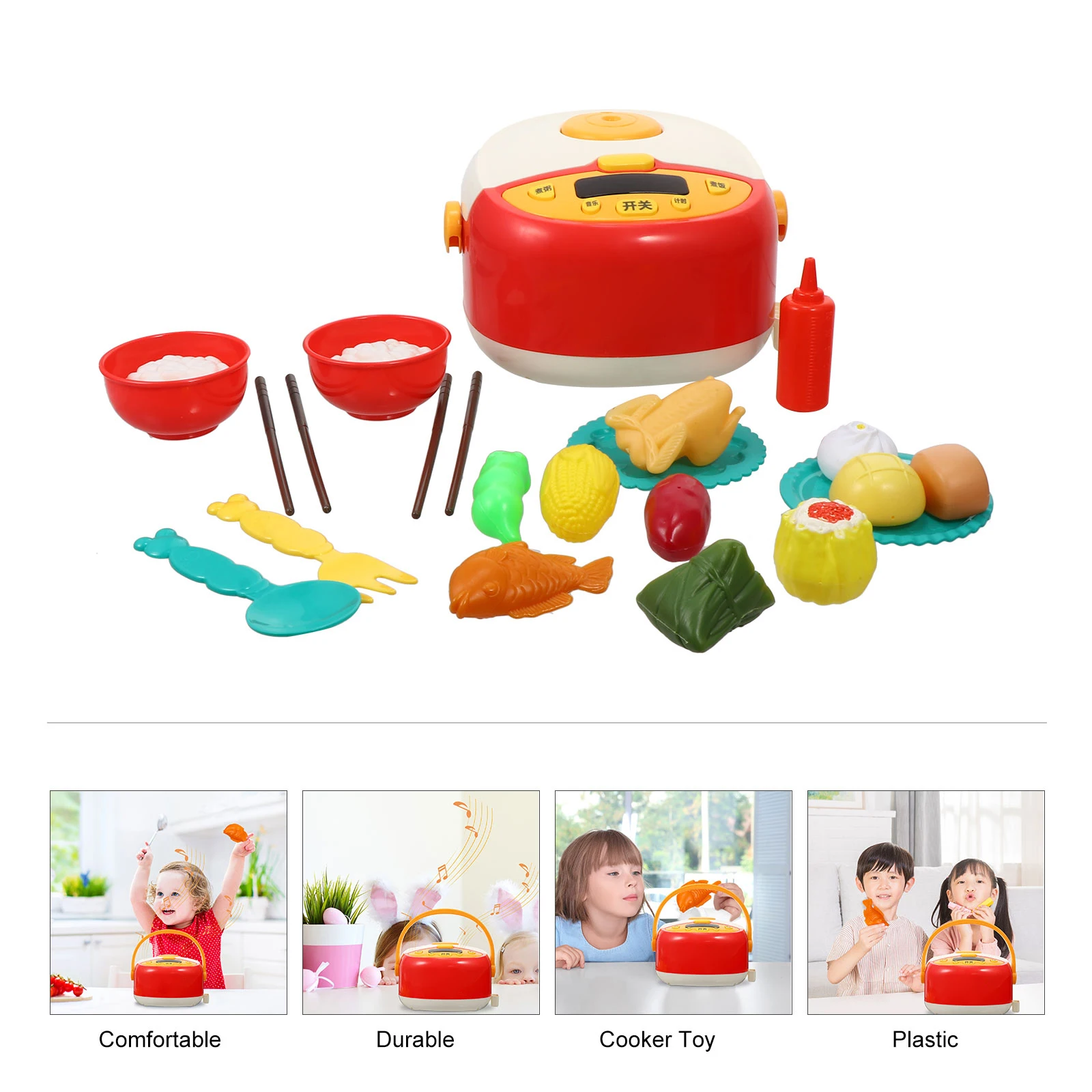 

Simulation Kitchen Set Kids Cooking Rice Cooker Pretend Play Educational Toys Child Simulation Kitchen Toy Set Colorful Electric