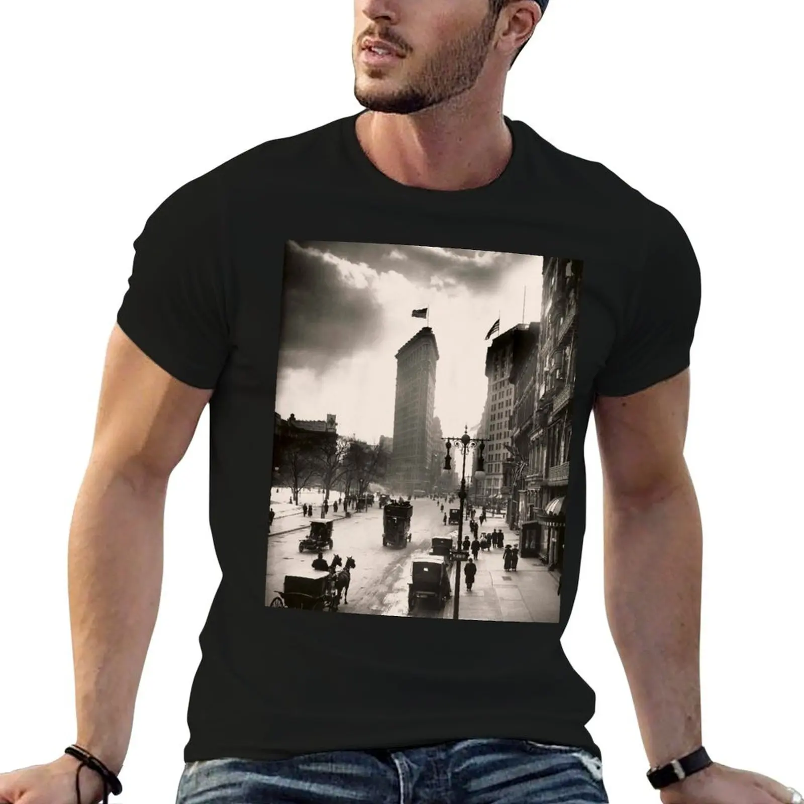 Camiseta Vintage con fotografía de la NYC Flat Iron Building 2, cosas de anime, ropa vintage, camiseta de diseñador para hombre