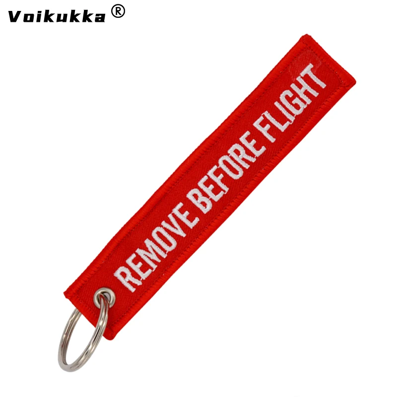 1 PC Wholesale Aviation Keychain Remove Before Flight Both Sides Embroidery Multiple Colors Tag Accessories Backpack Pendant