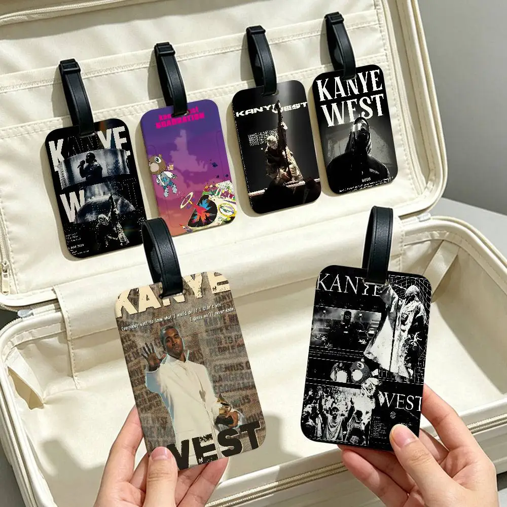 K-Kanye W-West Y-Ye Rapper Lightweight Anti lost PVC Luggage Tag Removable Info Card Sleeve Backpack Travel Accessory