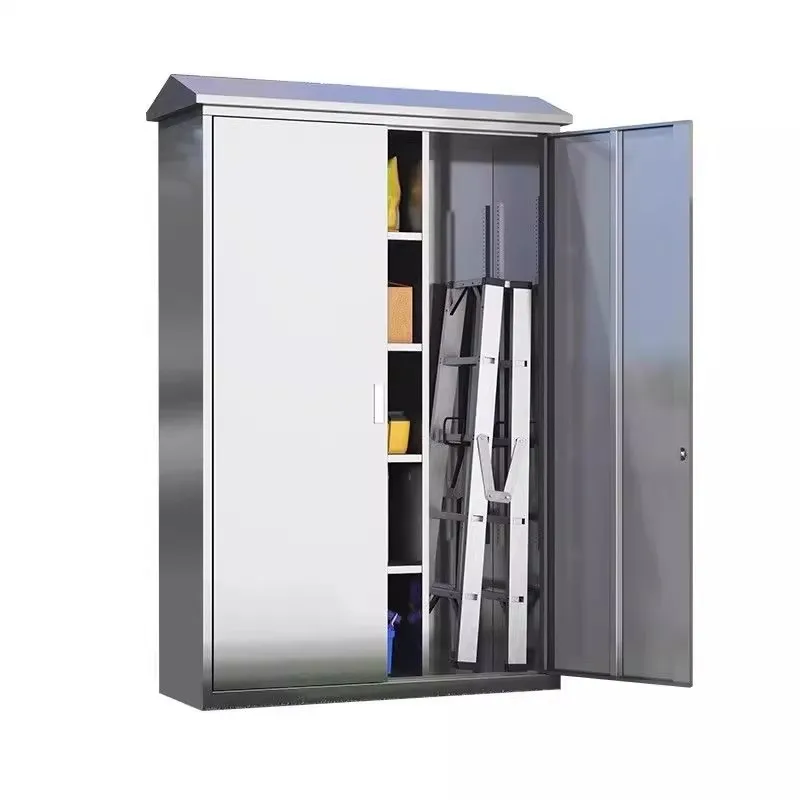 

Stainless steel storage cabinet rain protection sun protection garden courtyard balcony with lock tool