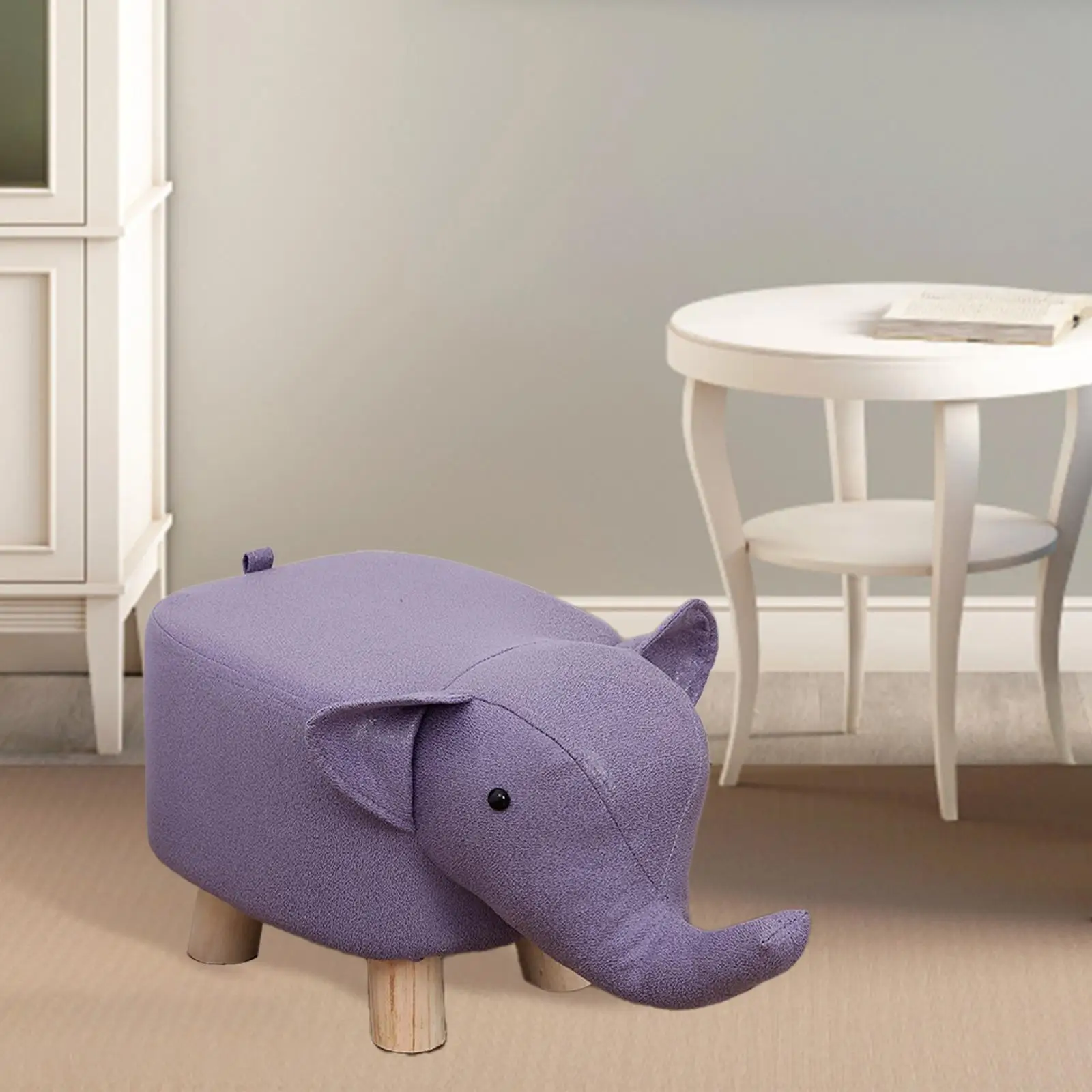 Animal Footstool Elephant Shaped Bench Cartoon Padded Cushion Pouffe Chair
