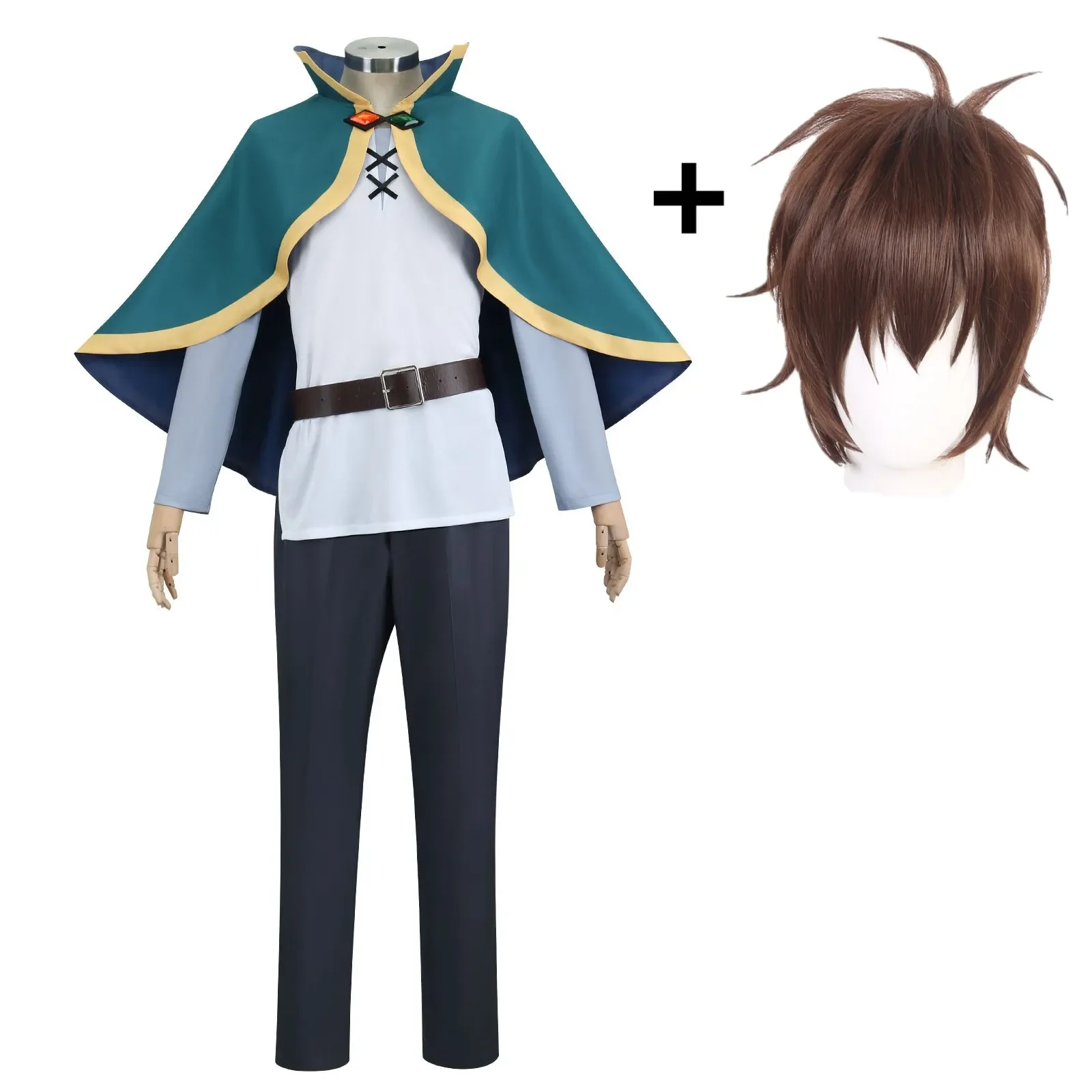 Satou Kazuma Cosplay Costume Wig Anime Kono Subarashi Sekai Ni Shukufuku Wo Costume Men Halloween Party Convention Outfit image 3