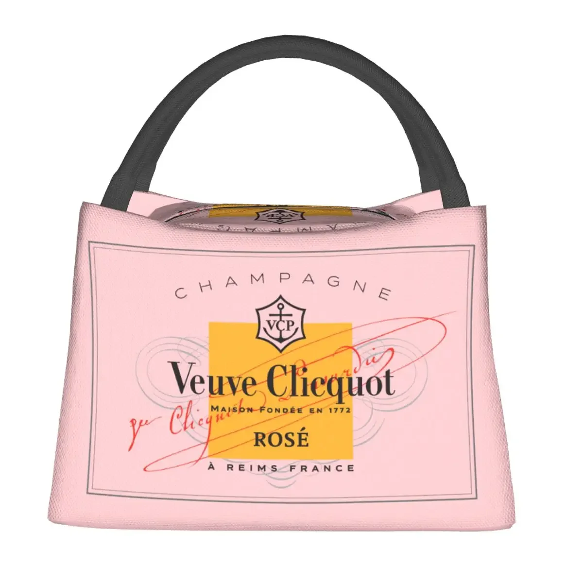 Custom V-Veuvs C-Clicquots Lunch Bag Fashion Portable Zipper Lunch Box Picnic Cooler Bag Fashion Oxford Thermal Tote Handbags