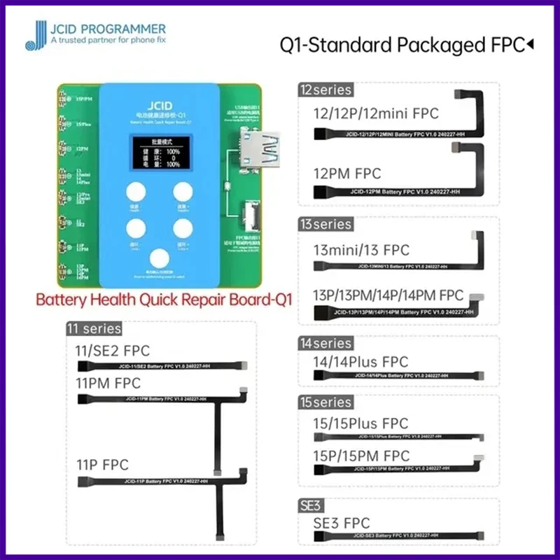 JC JCID Q1 szybka naprawa baterii do IP 11 12 13 14 15 seria bez potrzeby rozwiązywania problemu z wyskakującymi okienkami FPC