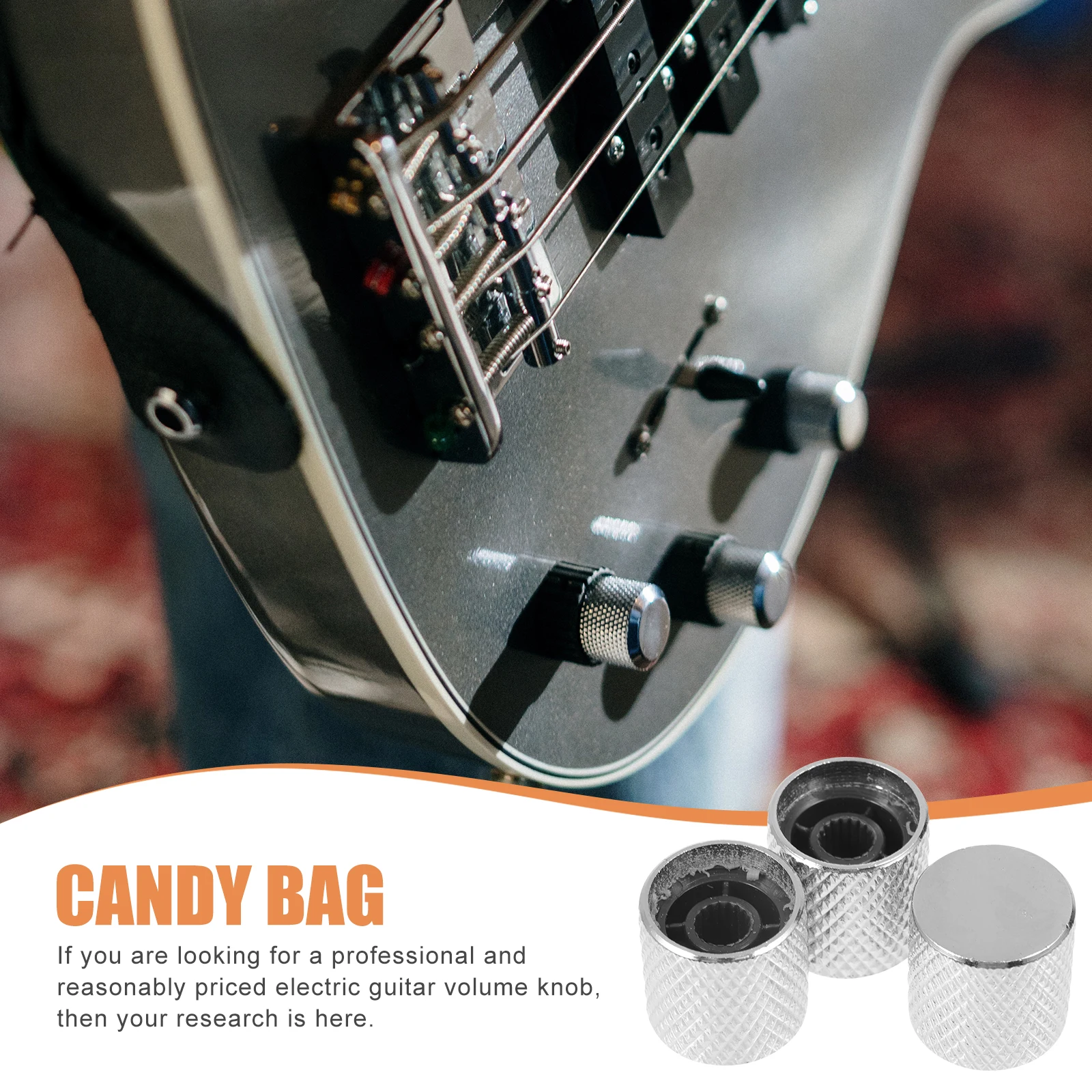 

3 Pcs Planoconvex Volume Button Bass Guitar Accessories Knob Metal Useful Knobs