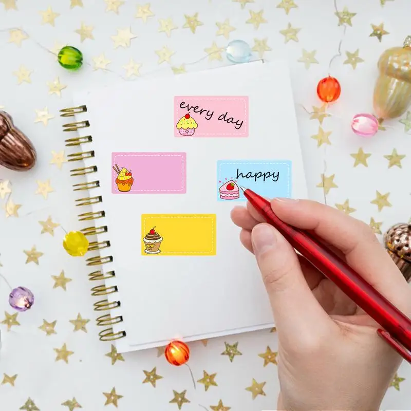 Этикетки с цветовым кодированием, 280/рулон, водонепроницаемые цветные этикетки для торта, прямоугольные клейкие именные бирки для маркировки деловых документов, студентов