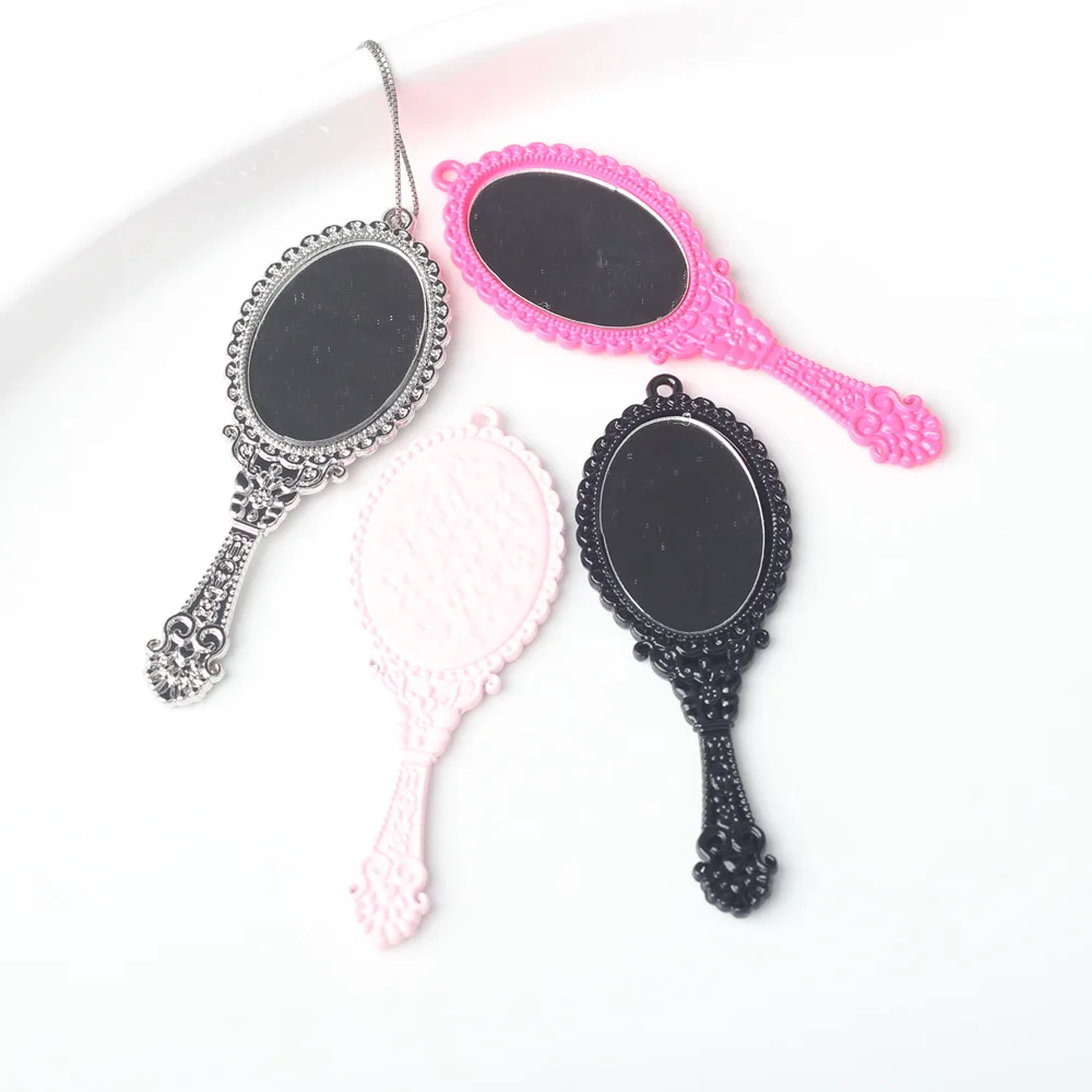 Zinc Alloy Hand-Held Mirror Pendant DIY Necklace Bracelet Earrings Accessories 6pcs/lot