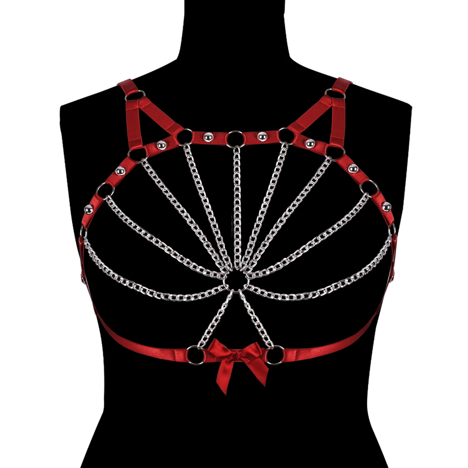 

Women Gothic Crop Tops Sexy Body Harness Bra Chest Bondage Harness Lingerie Harajuku Erotic Body Cage Bra Suspenders Garter Belt