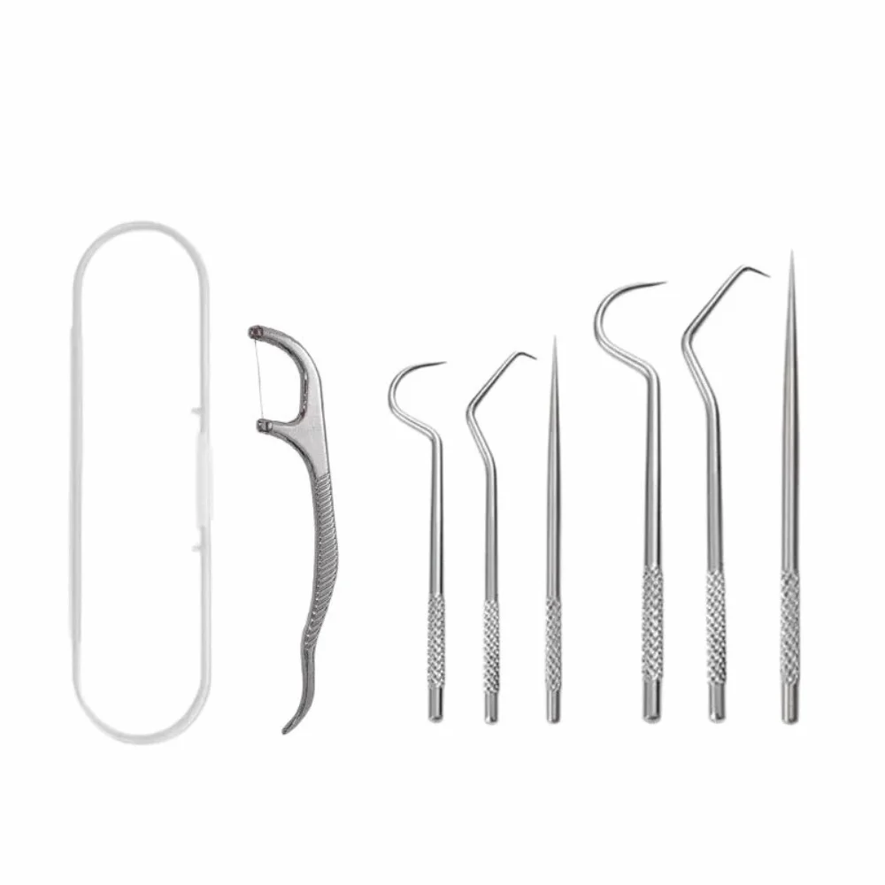 3/7pcs Stainless Steel Toothpicks Pocket Set Reusable with Storage Tube Fresh Breath Dental Flosser Floss Stick