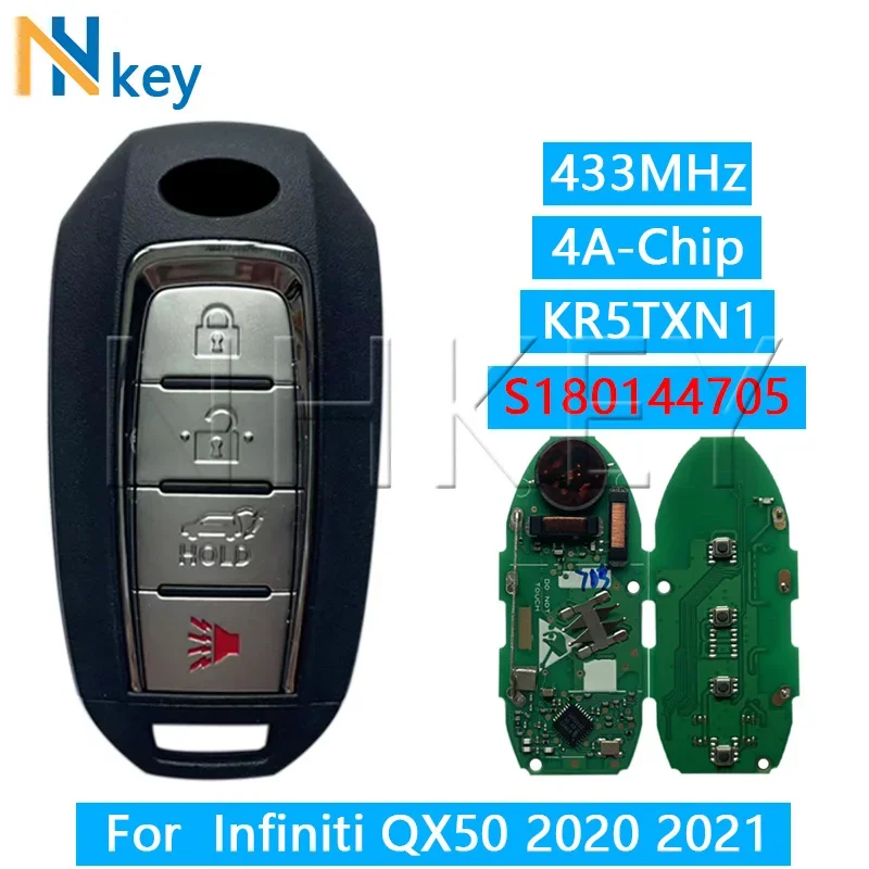 NH KEY S180144705 4 Button Smart Car Remote Key 433.92MHz For Infiniti QX50 2020 2021 with 4A Chip FCC ID: KR5TXN1