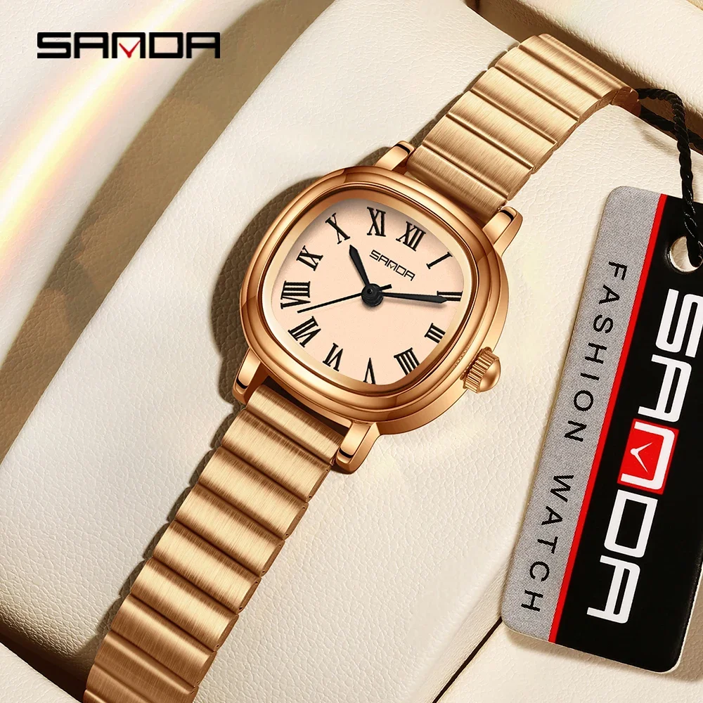 

SANDA Top 1137 Women's Quartz Watch Fashionable and Elegant Rose Gold Minimally Roman Digital Women's Quartz Watches 2024