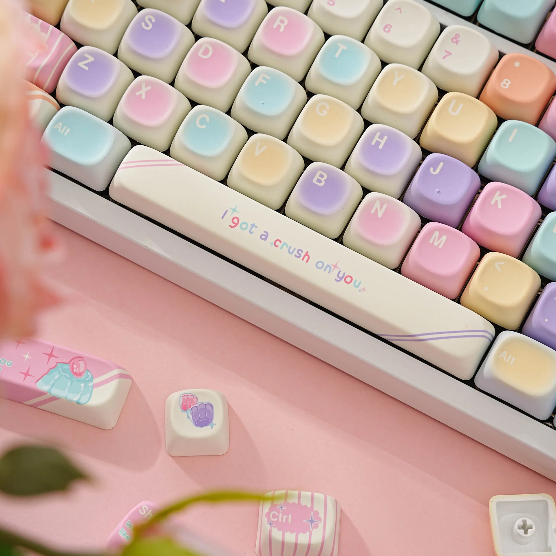 Jelly Mechanical Keyboard Keycaps Spanish French Russian German Abnt2 Japanese Korean UK Arabic MOA Profile PBT Keycap 7U ISO view 2