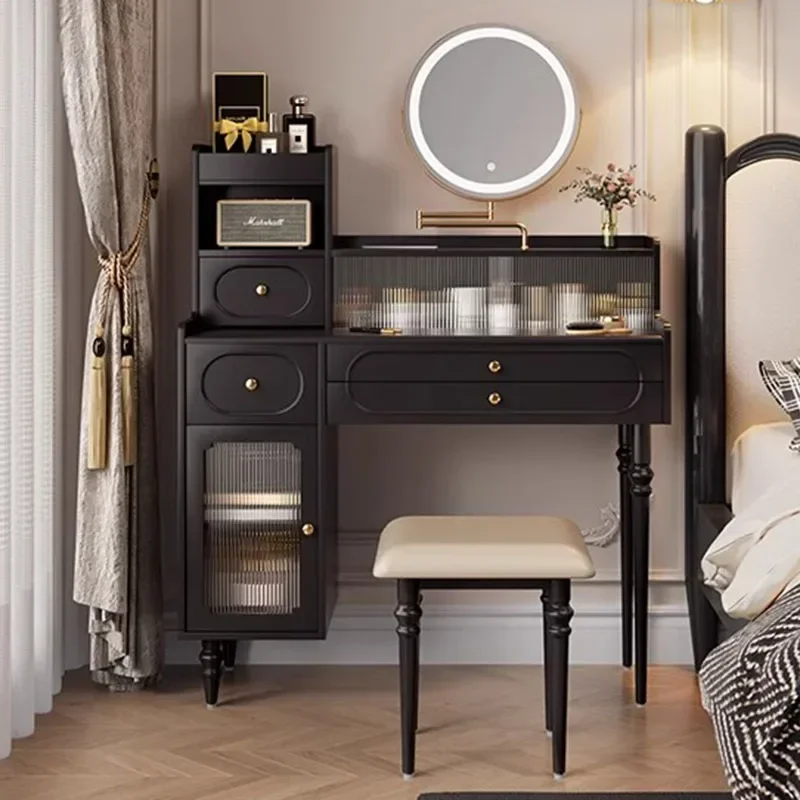 Black Beauty Vanity Table Bedroom Makeup Mirror Desk Dressing Table Drawers Storage Living Room Comoda Pra Quarto Home Furniture