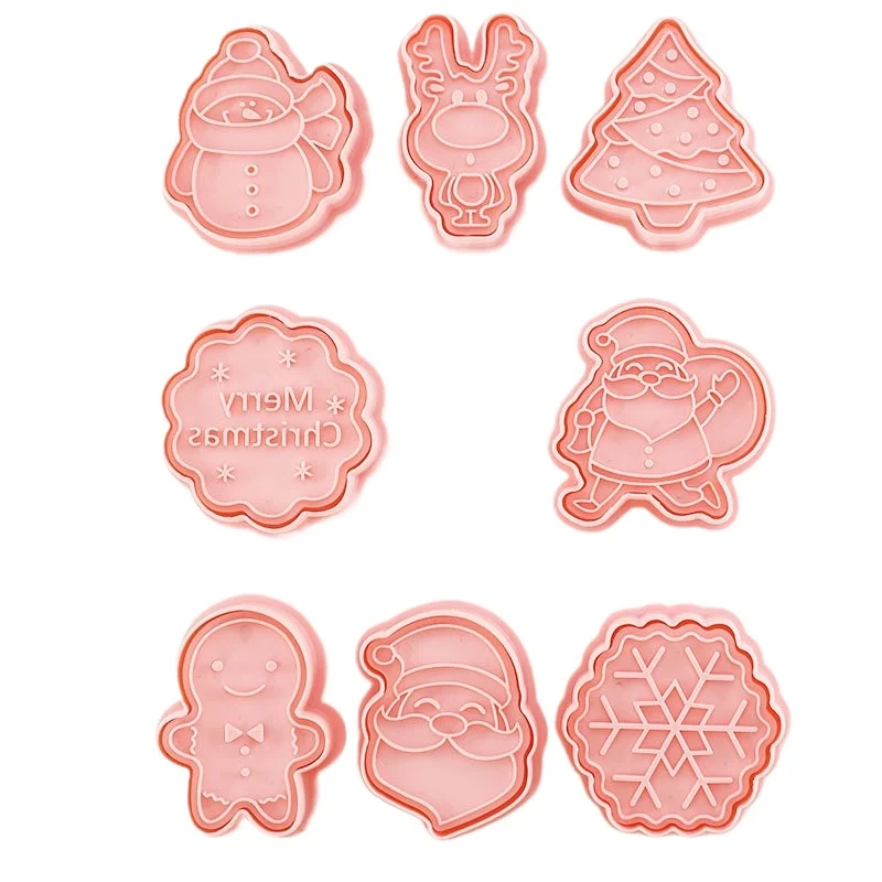 قالب ضغط بلاستيكي على شكل كرتوني ثلاثي الأبعاد لخبز الكعك والبسكويت والبسكويت DIY أداة مطبخ لحفلات عيد الميلاد #6