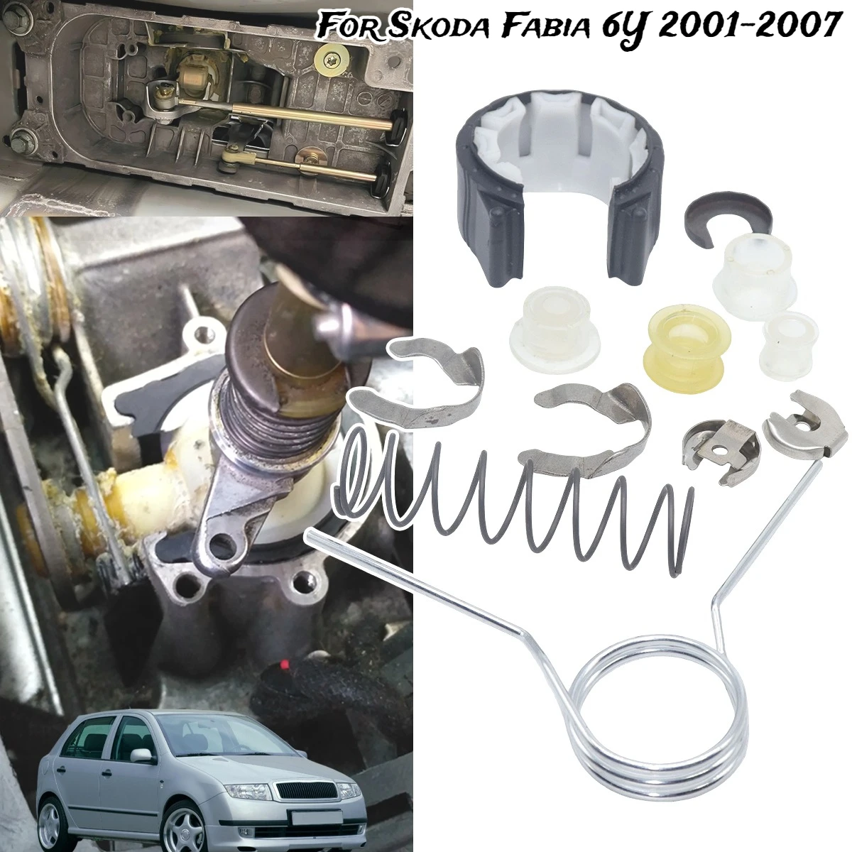 12Pcs Manual Car Shift Lever Bearing Shell Gearstick Rod Pivot Bushing Spring For Skoda Fabia 6Y 2001-07 Replacement Accessories