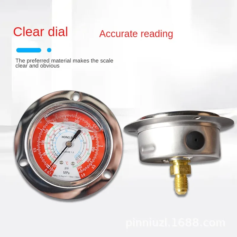 HS-OG-3.8H Oil Charging Pressure Gauge Ice Cabinet Air Conditioning Refrigeration Equipment Pressure Gauge Valve