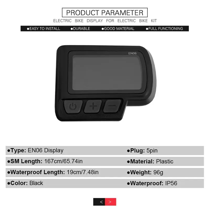 

(AD10) E-Bike Display Meter LCD-EN06 Display 24V 36V 48V with USB Power Speed Display E-Bike Waterproof Plug