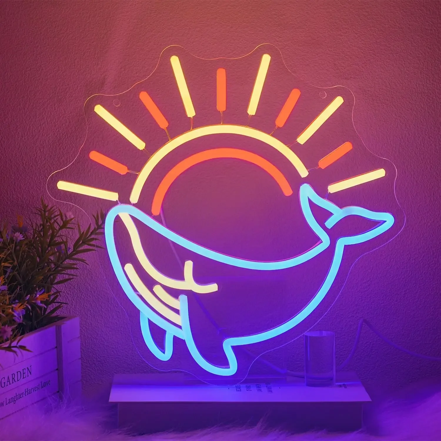 

Whale Neon Sign USB Dimmable Ocean Sunrise Sunset LED Neon Light Colorful LED Neon Light for Bedroom Living Room Shop Decor Gift