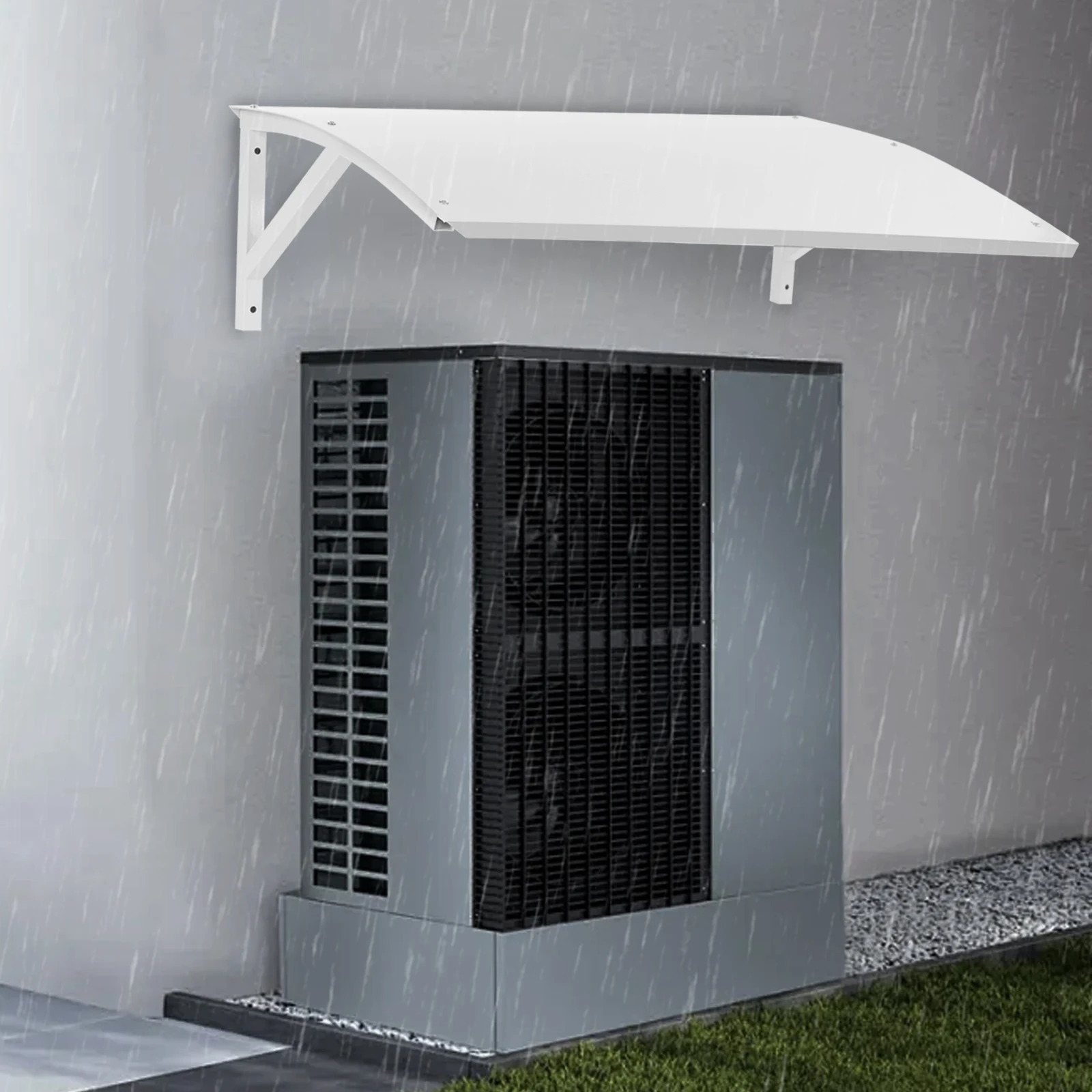 

Outdoor AC Cover, Universal Weatherproof Air Conditioner Sun Rain Shade Protector for White Wall Mounted Unit, Metal Housing