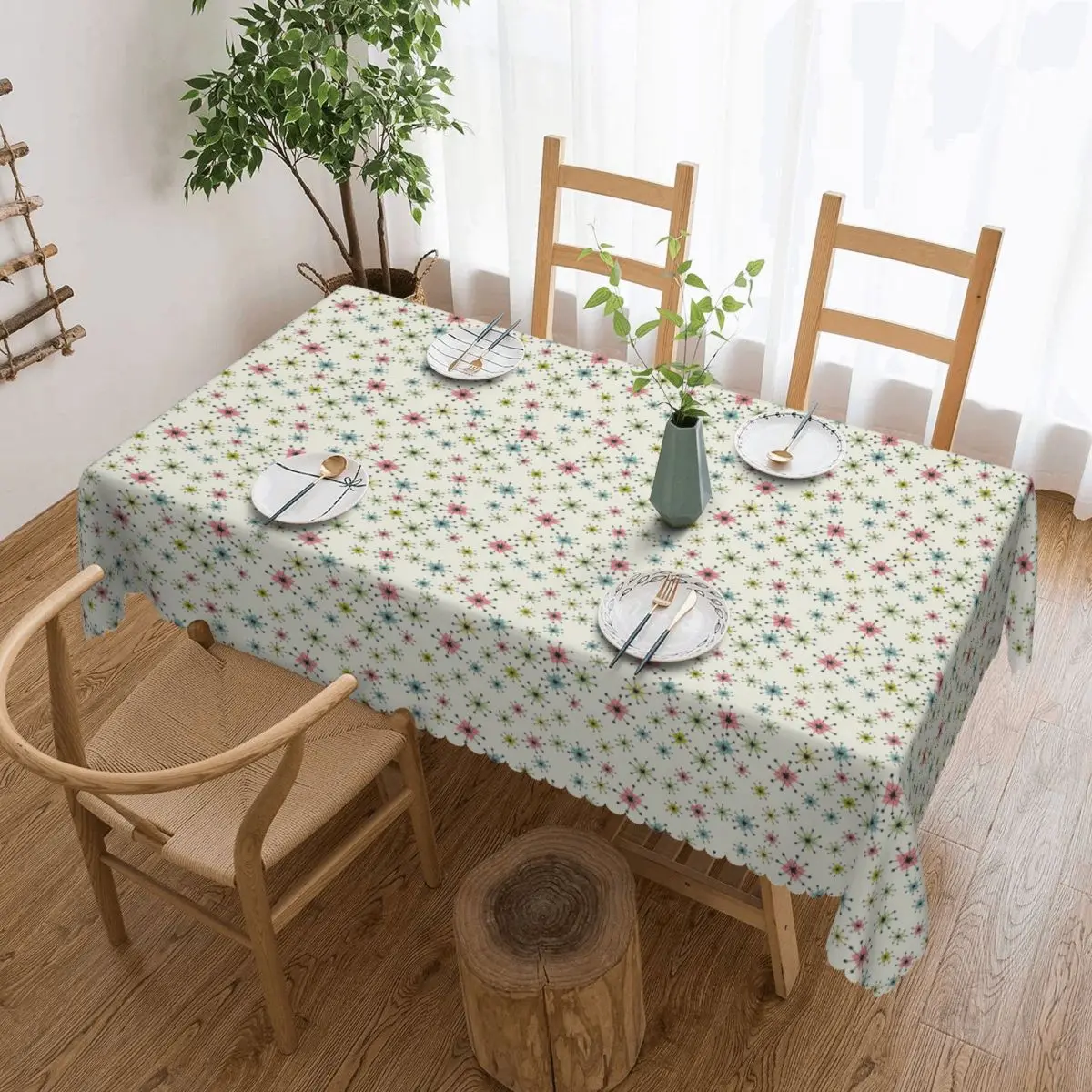 Atomic Era Graphic Tablecloth Restaurant Kitchen Rectangular Tablecloth Festival Party Decorations Tablecloth Dining Table Cover