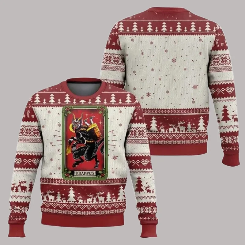 عيد ميلاد سعيد Krampus شقي قبيح سترة عيد الميلاد مضحك عطلة حفلة البلوز حجم كبير سترة للرجال النساء هدية عيد الميلاد 2026 #2