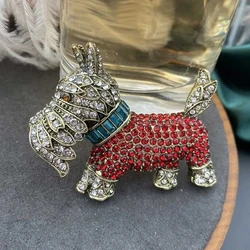 New Vintage Rhinestone Dog Brooch Cute Exquisite Cartoon Animal Accessories Pins Party Corsage Personality Fashion Jewelry