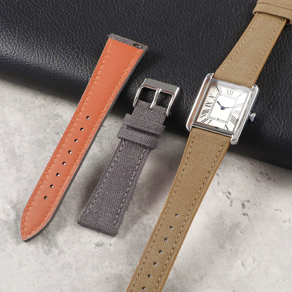 Lederarmband 20mm 22mm Robustes Stoff-Segeltuch Uhrenarmband Vintage Canvas Schnellverschluss Uhrenband Zubehör für Herren Damen