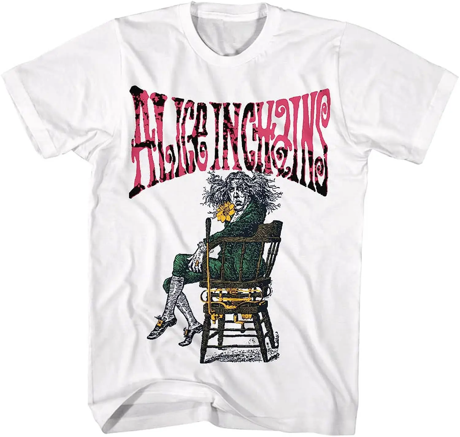 تي شيرت الموسيقى الكلاسيكية من التسعينيات أليس في سلاسل ألبوم الأوساخ الأسود للرجال والنساء تي شيرت قطني بأكمام قصيرة