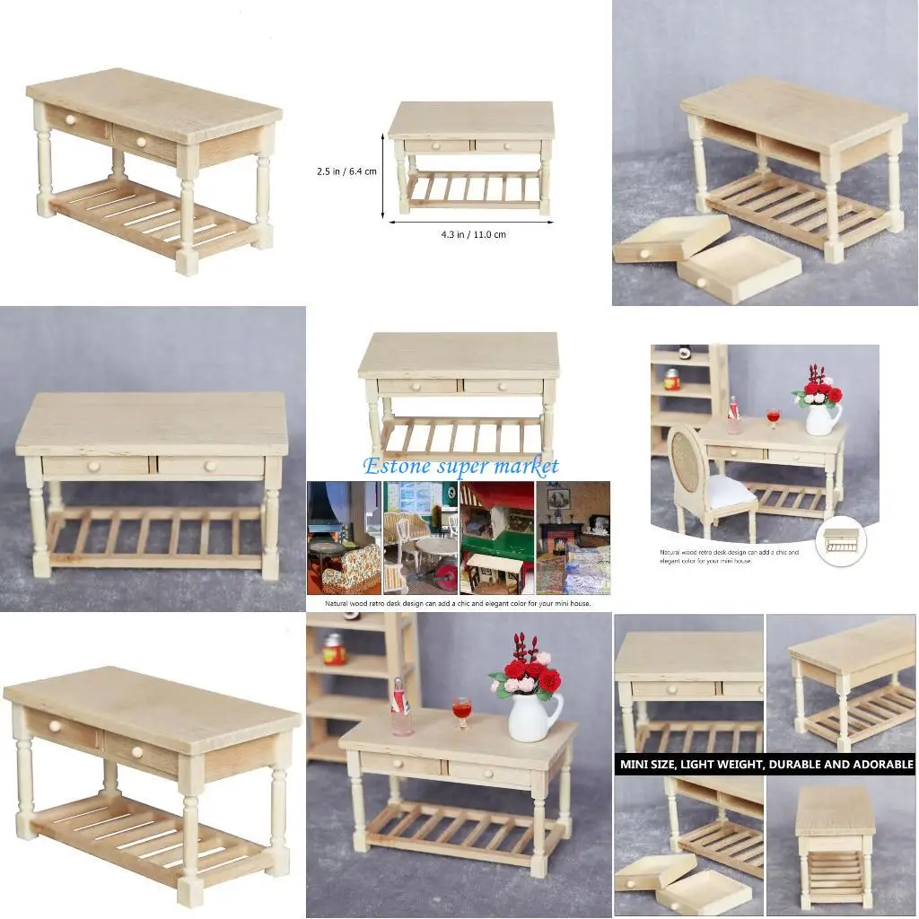 

090B Realistic Mini Wooden Dollhouses Furniture Desk Model For 1/12 Scale Room Decors And Crafts