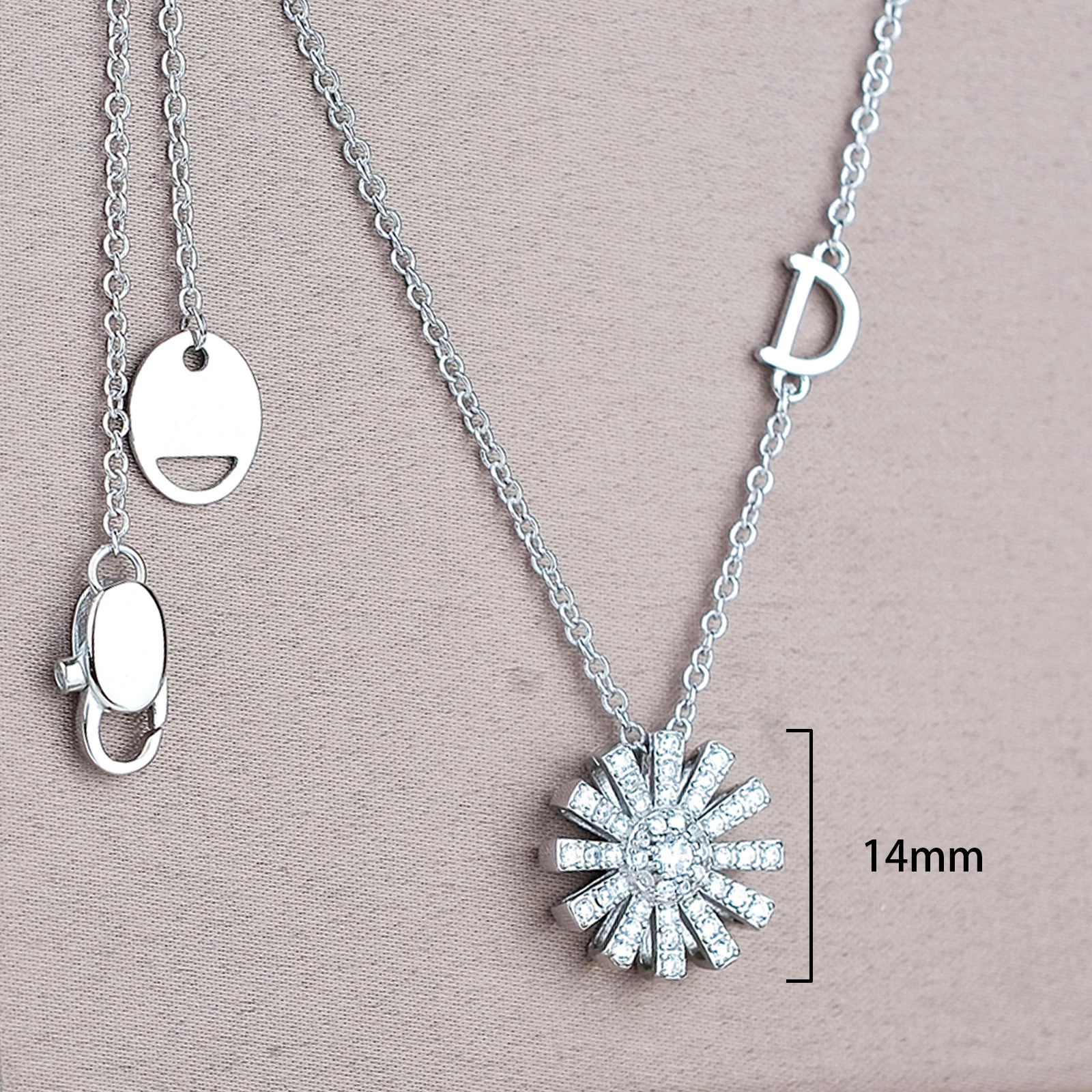 925 Sterling Silver Sunflower Pendant Necklace Daisy Necklaces Luxury Shining Zirconia High Quality Platinum Plating Length 50cm