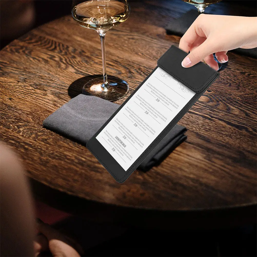 

2Pcs File Folder Multi-Functional Textured Check Presenter Classic Color Compact Size Restaurant Guest Check Card Holder Server