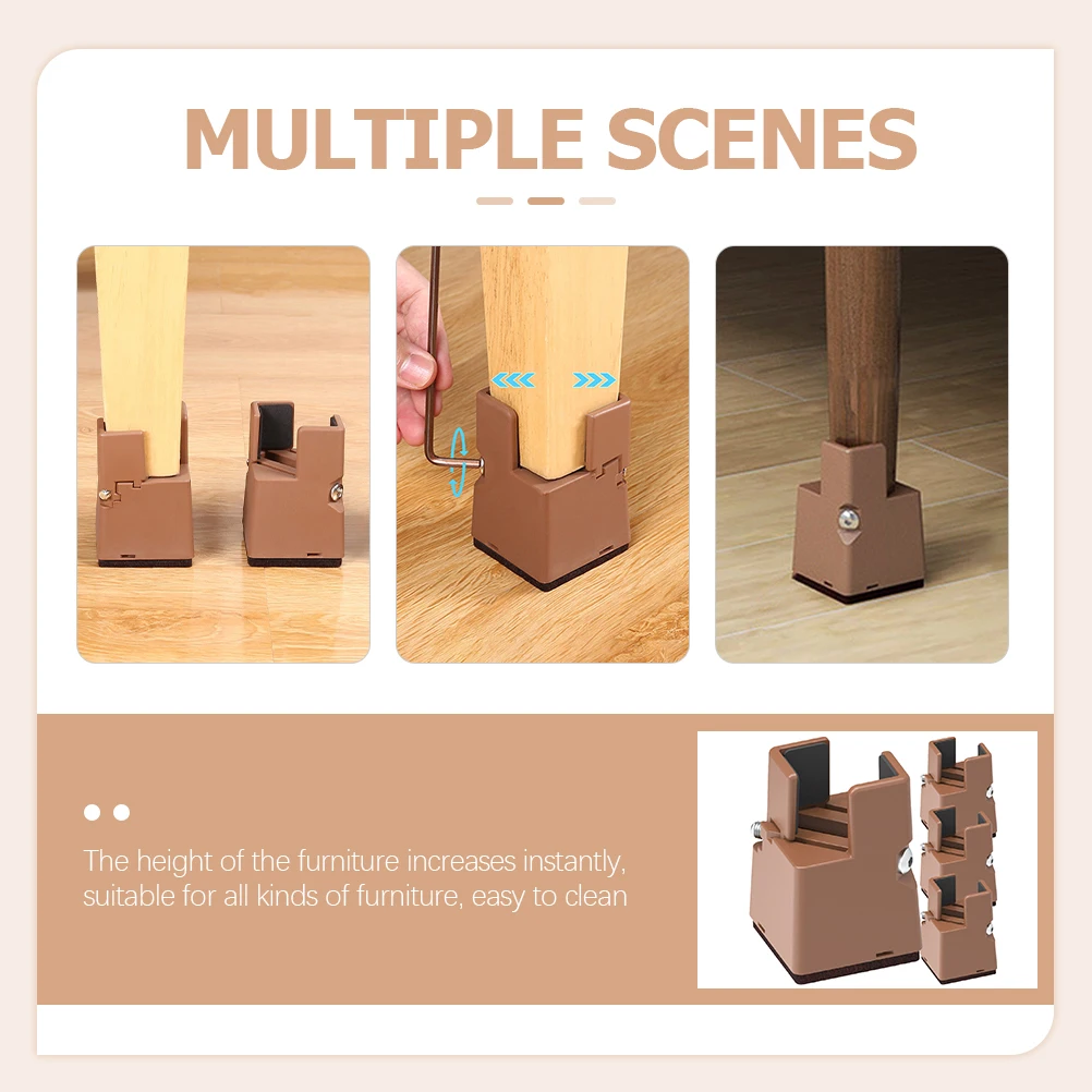

4 Pcs Heightened Table Mat Riser Blocks Dorm Bed Risers Buffet Adjustable Carbon Steel Furniture Abs Frame Individual