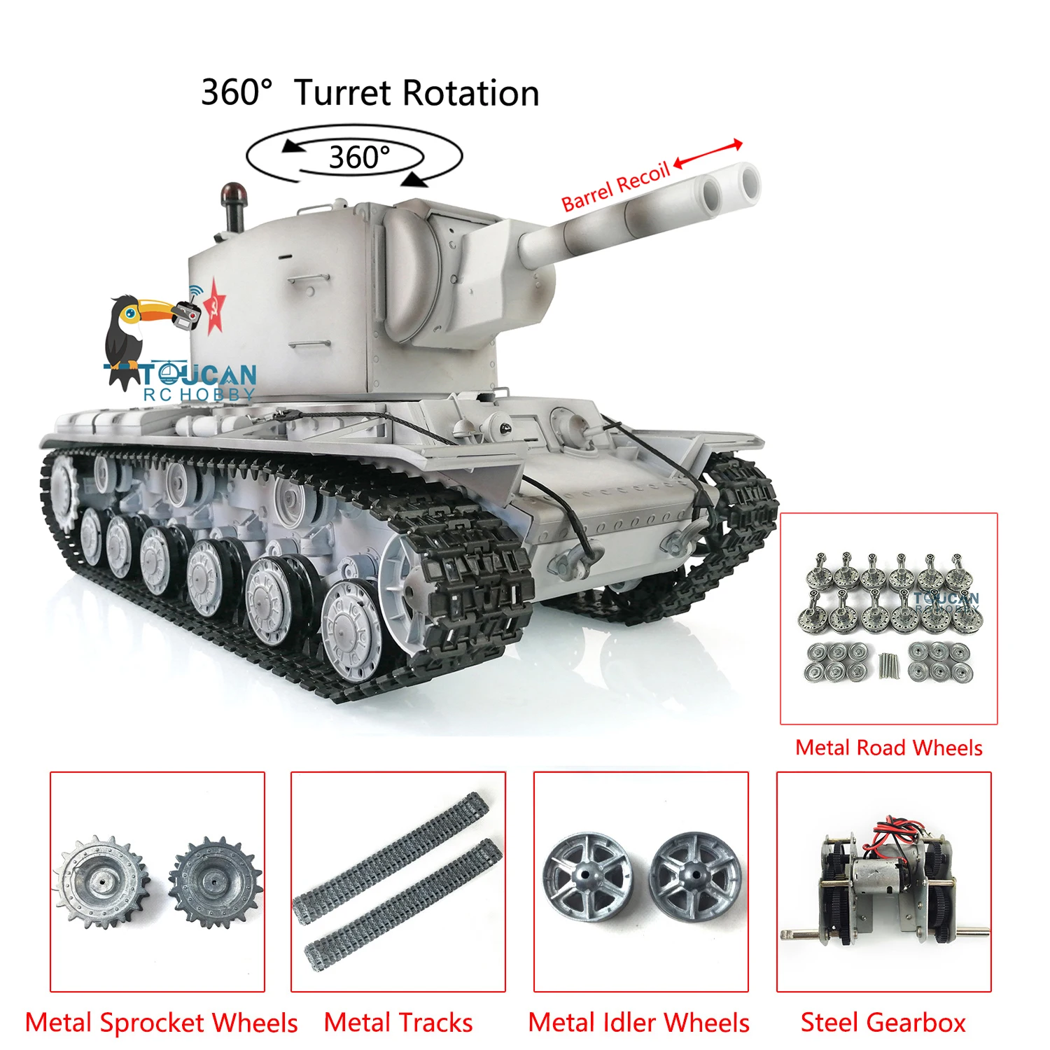 

HENG LONG 1/16 7.0 Customized Soviet KV-2 Gigant RTR RC Tank 3949 Metal Tracks Remote Control Car Vehicle TH20017-SMT4