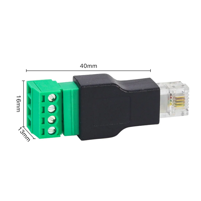 RJ11 to 4pin Terminal Solderless Phone Crystal Head 6P4C Pressure Free Joint rj11 Quick Docking Network Conversion Connector