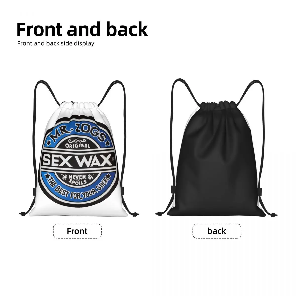 Custom Sex Wax Logo Mr Zogs Drawstring Bags for Training Yoga Backpacks Men Women Sports Gym Sackpack