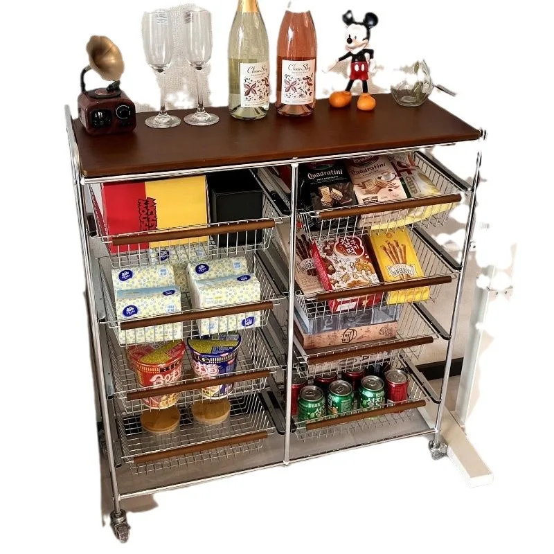 

Medieval trolley rack living room mobile wheeled snack storage rack home