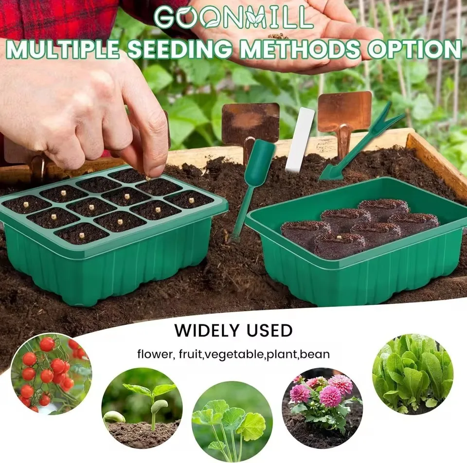 5-teiliges Anzuchtset mit Verstellbarer Feuchtigkeitsbasis, Gewächshaus-Propagator und LED-Wachstumslampe für Samen – Detail 7