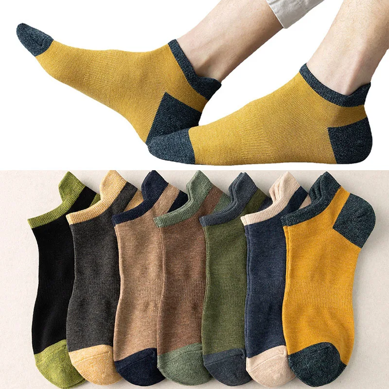 

Men's Summer Thin Anti-odor Foot Boat Socks Colorful Short Mouth Socks Harajuku Retro Shallow Mouth Non-slip Ankle Man Socks