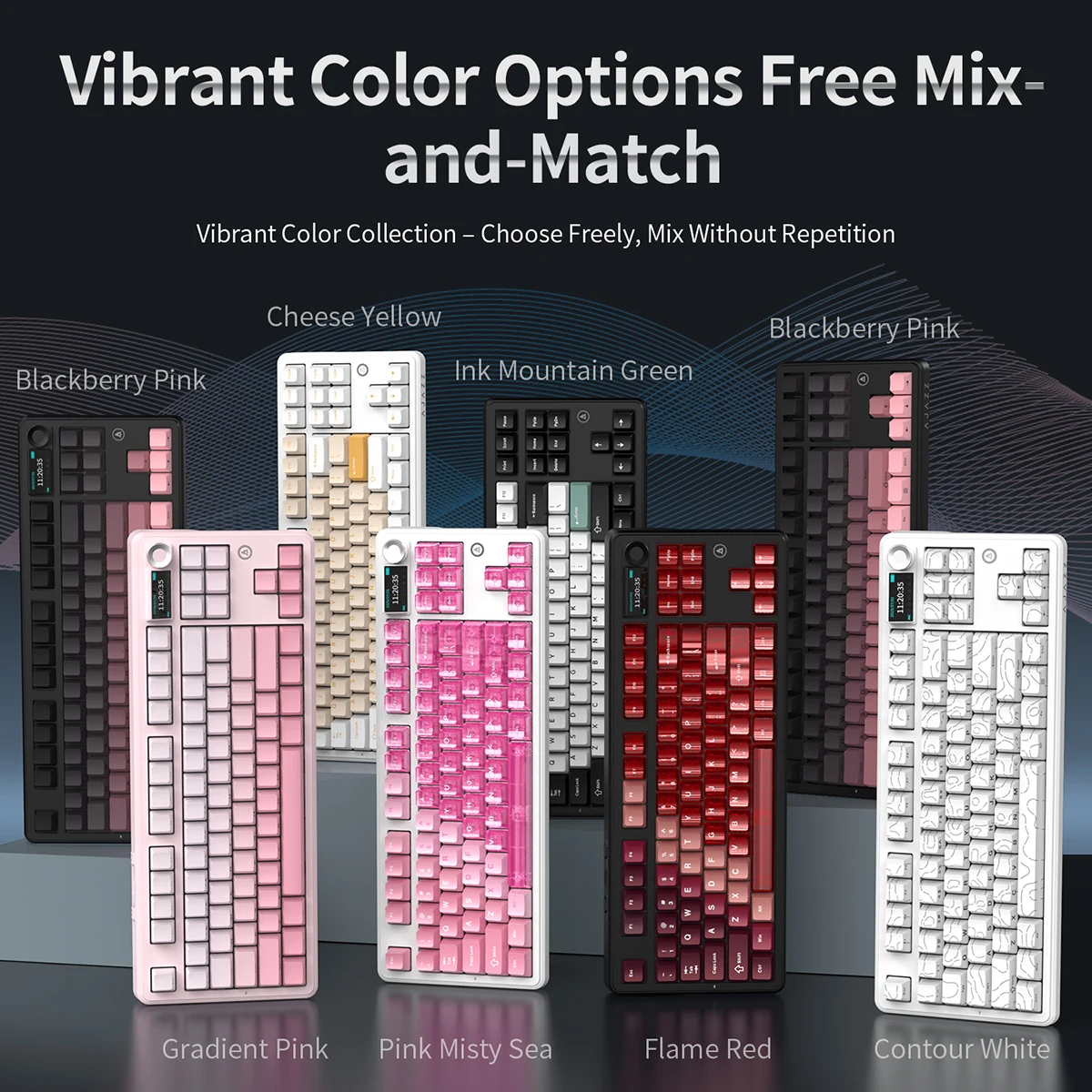 AJAZZ MK87 Three Mode Wireless Mechanical Keyboard Customized Linear Switch Hot Swappable 2.4g BT Wireless with Smart Display PC