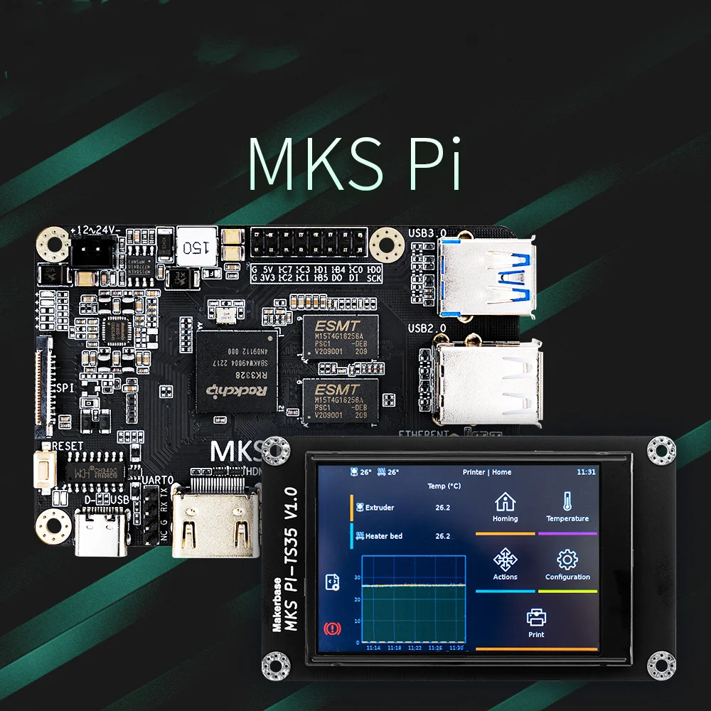 MKS PI V1.1 Board DC12/24V 15W With Quad-core 64bits SOC Onboard Runs 3.5/5 Inch Klipper Screen for Voron VS Raspberry Pi