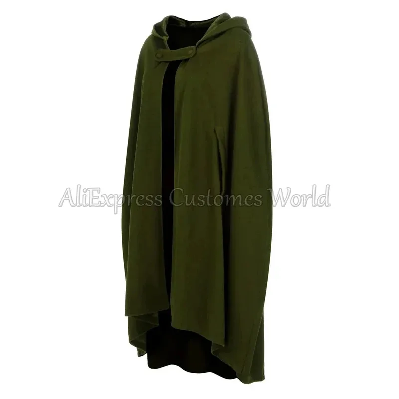 Gothic Vintage Green Cloak Cosplay Costumes Medieval Punk Coats Renaissance Robe Cashmere Cape Jacket Women Party Ponchos Winter