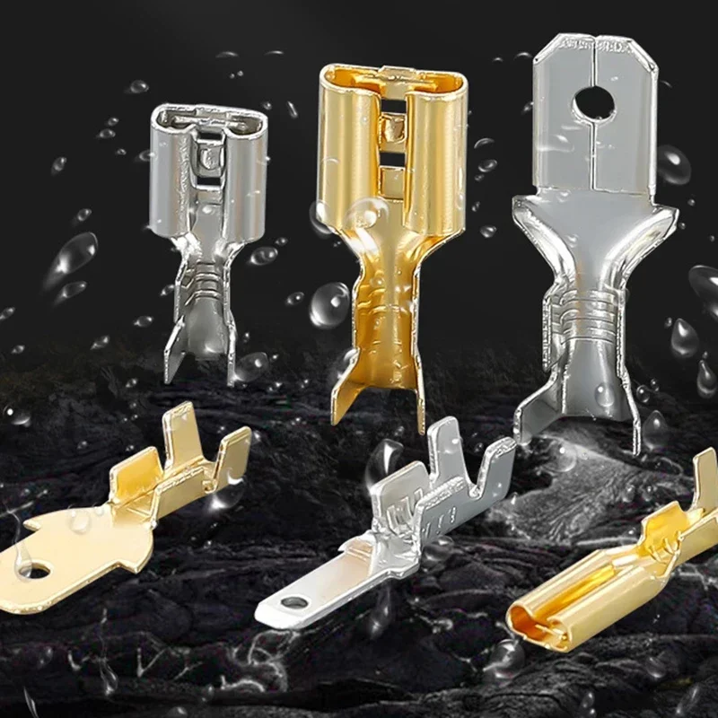 120 STKS Goud Zilver Docking Terminal Kabel Blote Terminal Lente Insert Schede Terminal Set Mannelijke En Vrouwelijke Paar Terminal Box Djc