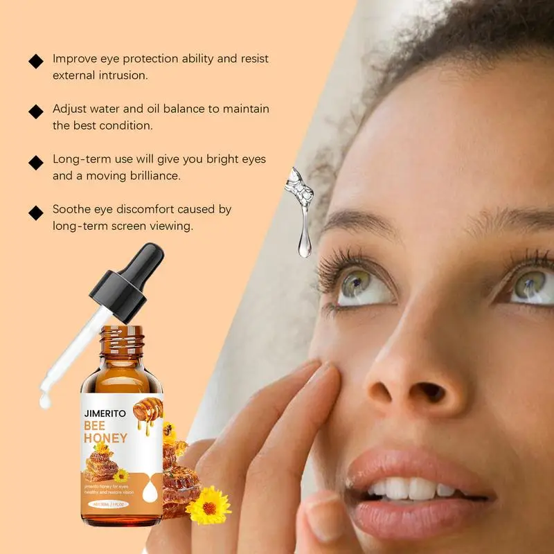 Gota de miel de abeja de 30ml para ojos, gotas hidratantes suaves para los ojos, calma la piel, alivia la fatiga ocular, cuidado de los ojos puro y Natural para mujer