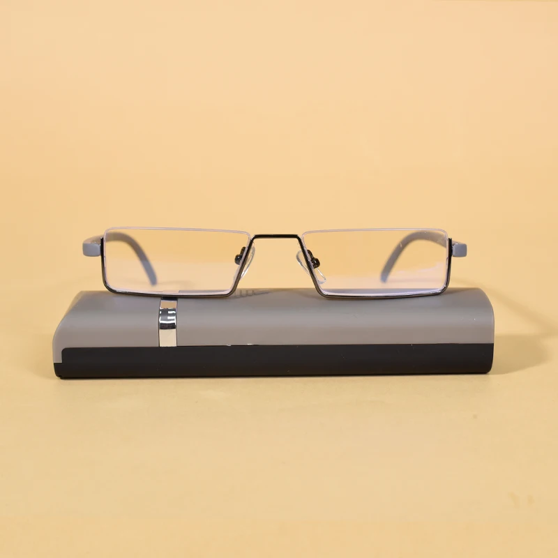 Metall Anti-Blau Licht Lesebrille Männer Halb Rahmen Brillen Männlichen Brillen Mit Fall + 125 + 175 + 225 + 275 + 300 + 350 – Detail 13
