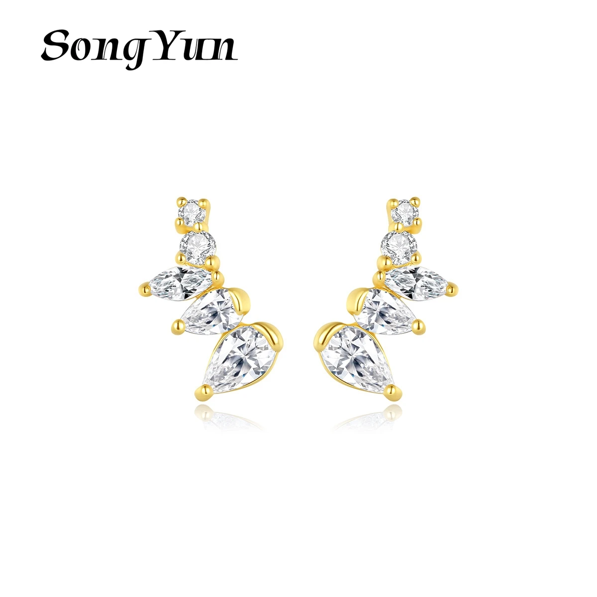 

SongYun Jewelry MHT Quality Brass Stud Earrings Dangle CZ 7A Zircon Sister Gift Bridal Jewelry Women Earring Jewelry