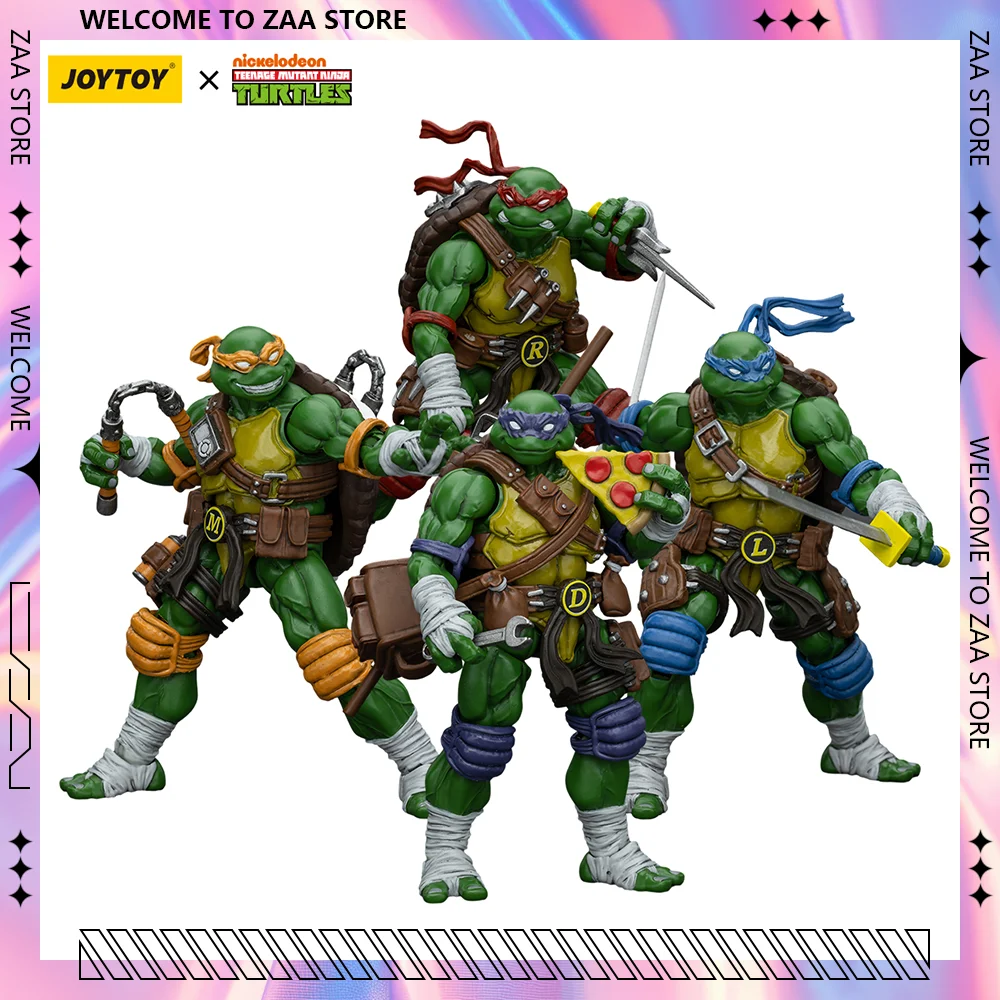 [IN STOCK] JOYTOY 1/18 Action Figures Raphael Leonardo Donatello Michelangelo 4PCS Model decoration birthday Gifts children Toys