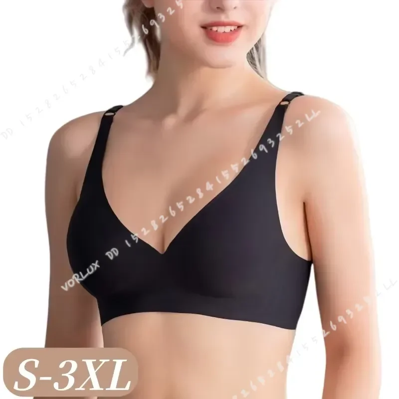 Women Push Up Seamless Bra Non Wire V Neck Bralette Removable Pads Sports No Trace Underwear Lingerie S 3XL