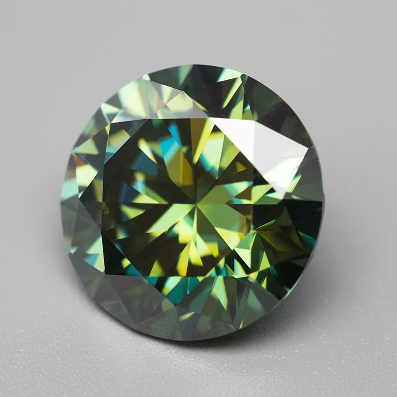 Never Fade Natural Green Color Moissanite Loose Stones 5.0-18.0mm VVS1 Positive Pass Tester with GRA Certificate